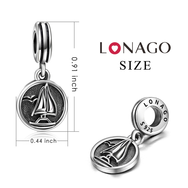 Charm a penzoloni con barca a vela in argento sterling-6