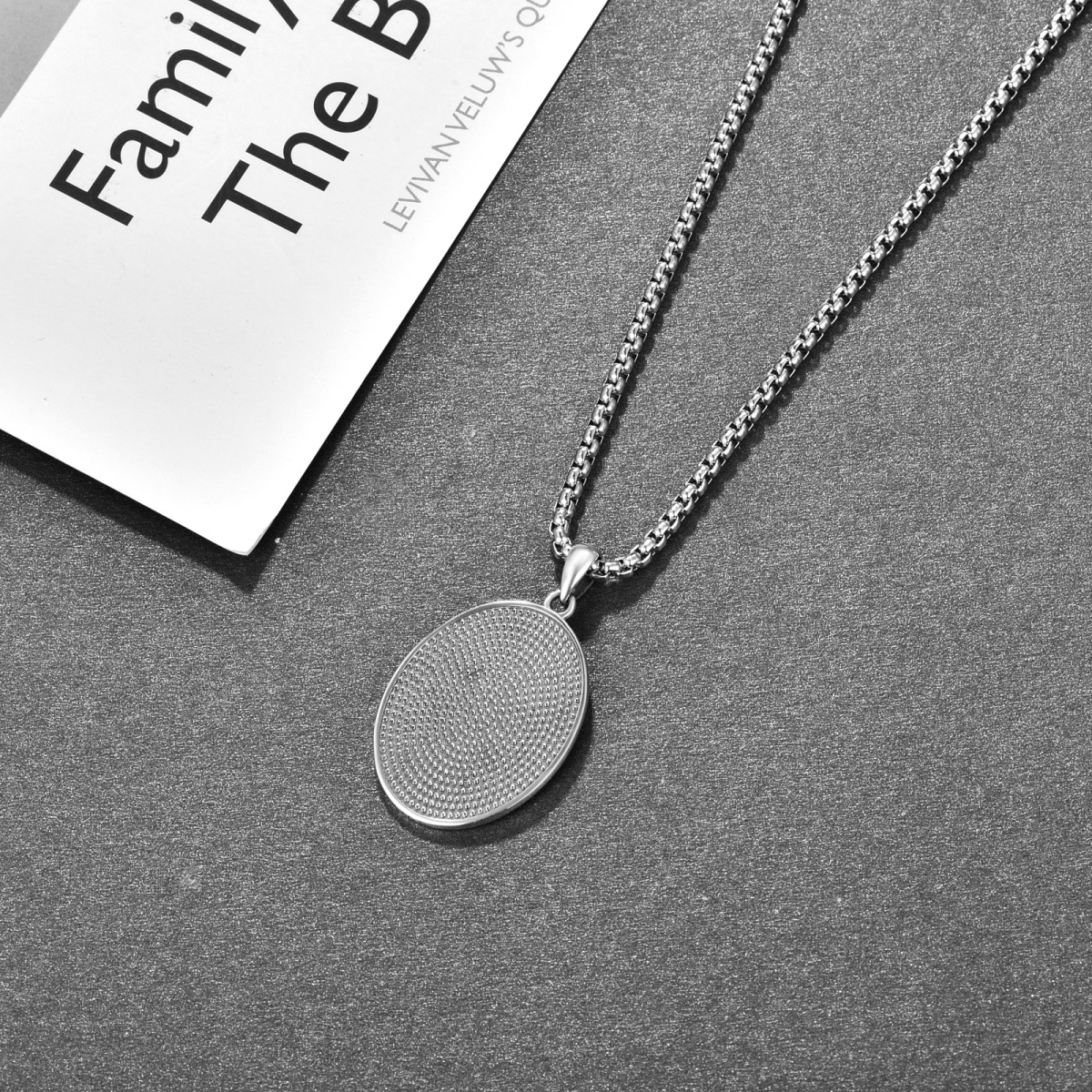 Sterling Silver Saint Andrew Pendant Necklace with Engraved Word for Men-4