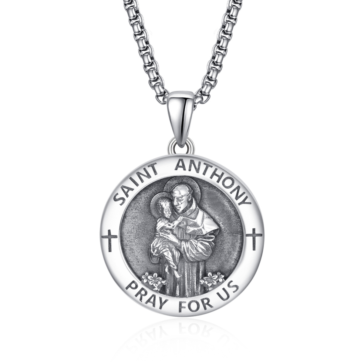 Collier pendentif en argent sterling Saint Antoine Pary for Us pour homme-1