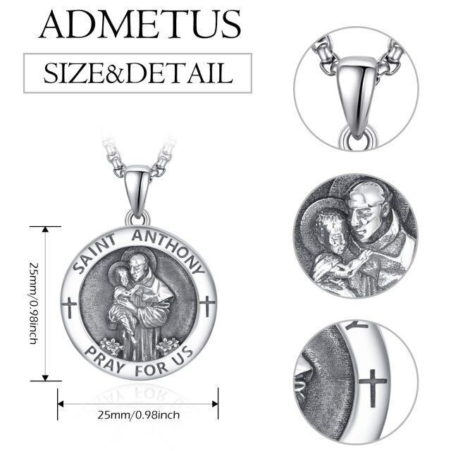 Sterling Zilveren Sint Antonius Pary for Us Hanger Ketting voor Mannen-6