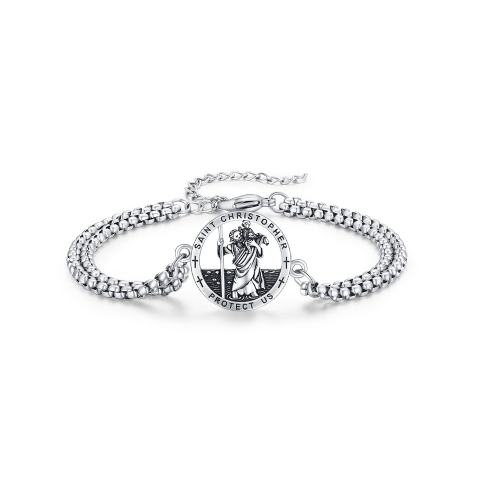 Pulseira com pingente de São Cristóvão em prata de lei-1