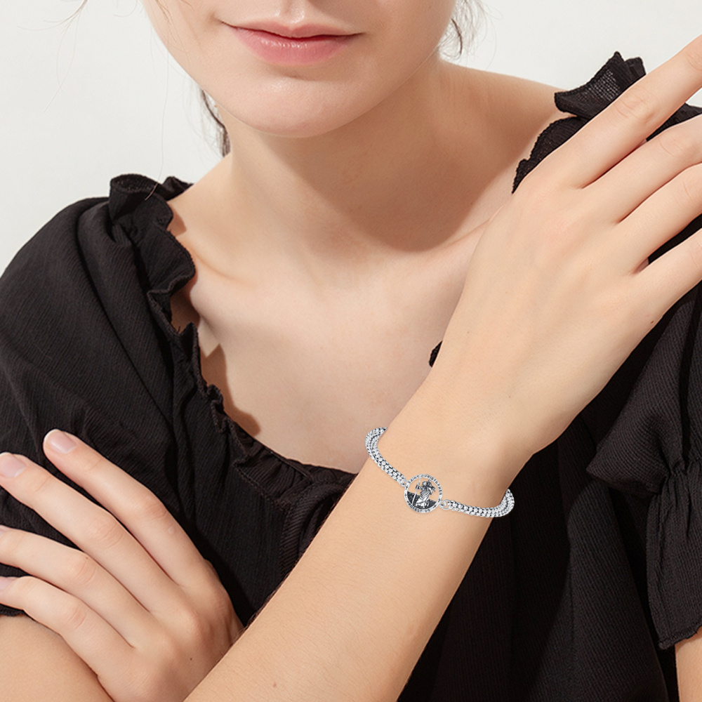 Pulseira com pingente de São Cristóvão em prata de lei-2