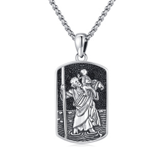 Sterling Silver Saint Christopher Pendant Necklace for Men-47