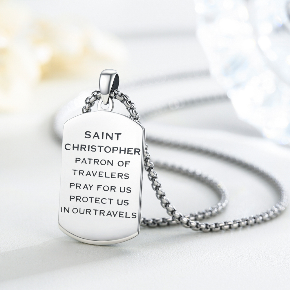 Collier en argent sterling avec pendentif Saint-Christophe pour hommes-4