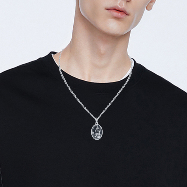 Collier en argent sterling avec pendentif Saint-Christophe pour hommes-3