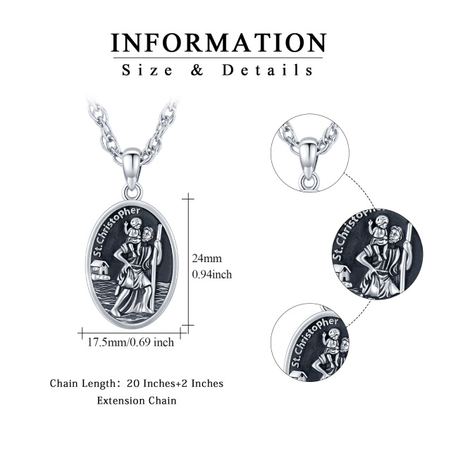 Sterling Silber Saint Christopher Anhänger Halskette für Männer-5