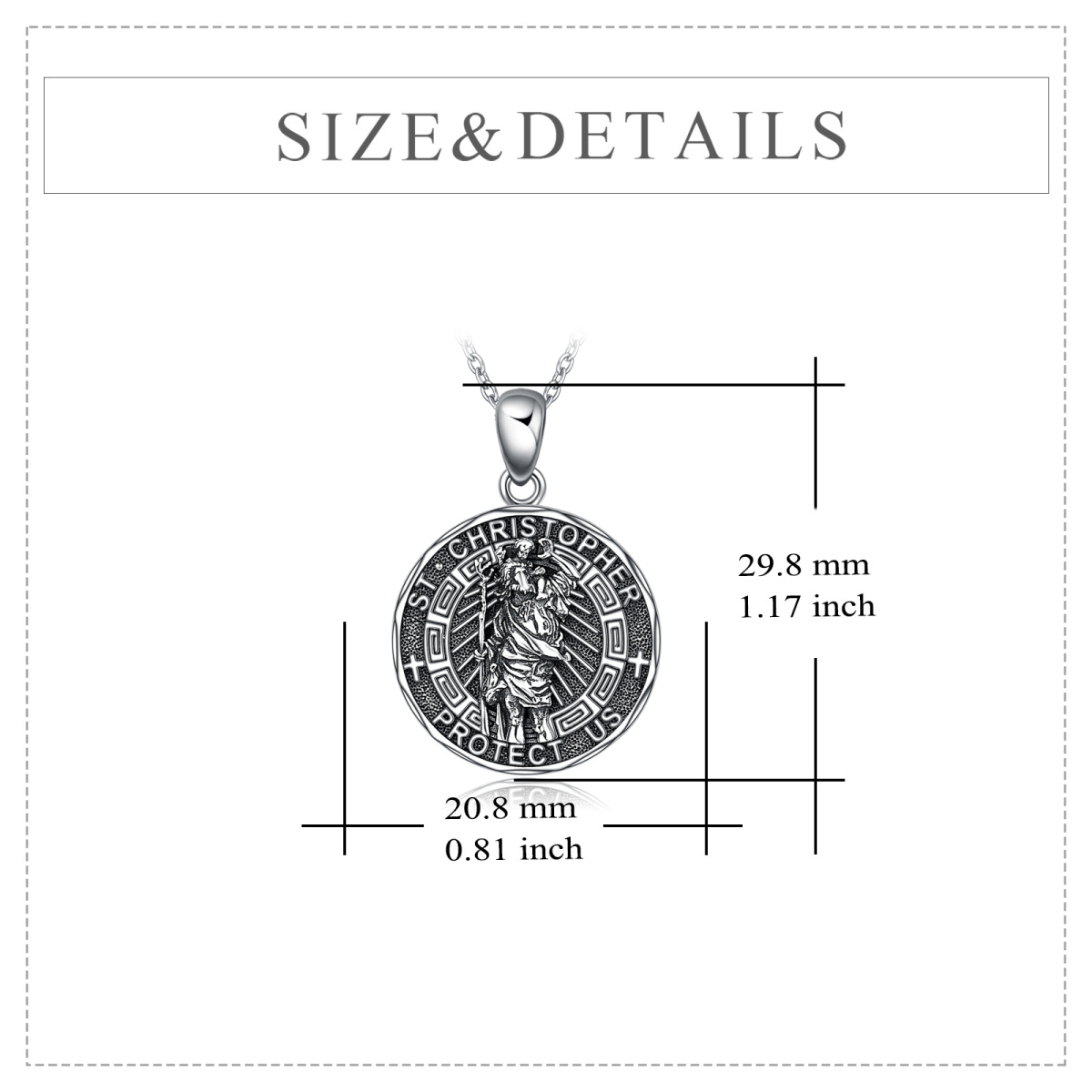 Sterling Silver Saint Christopher Pendant Necklace with Engraved Word-6