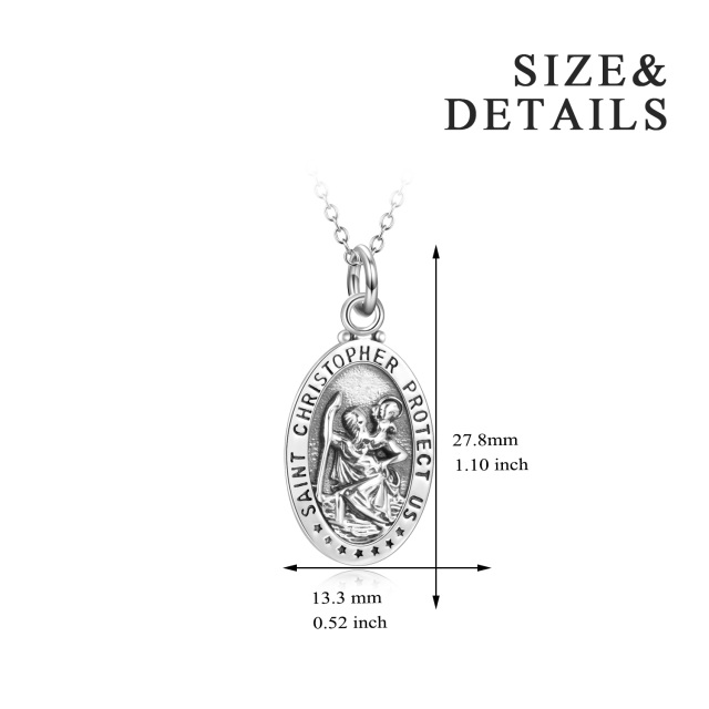 Collier pendentif Saint Christophe en argent sterling avec mot gravé-6