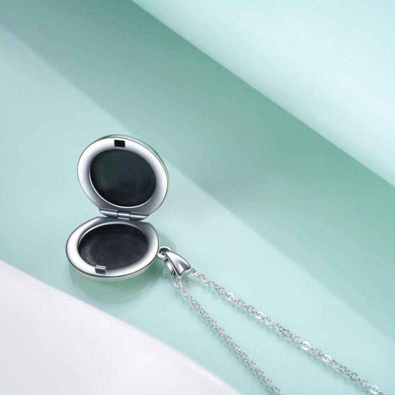 Colar com medalhão fotográfico personalizado de São Cristóvão para mulheres em prata esterlina 925-3