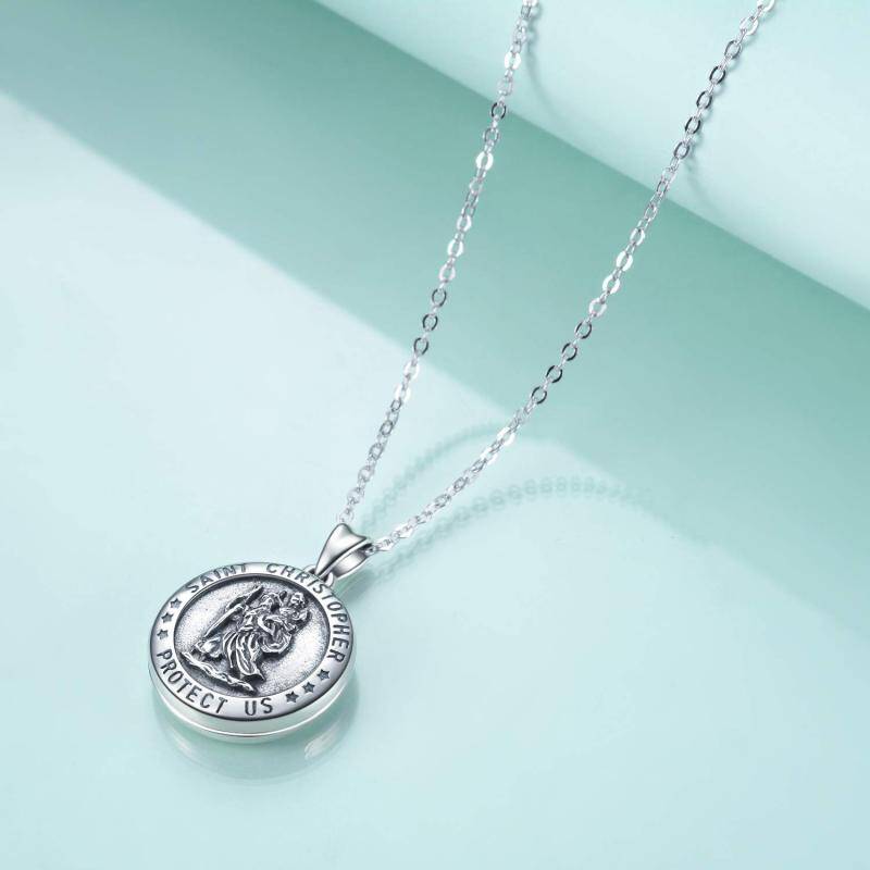 Colar com medalhão fotográfico personalizado de São Cristóvão para mulheres em prata esterlina 925-4