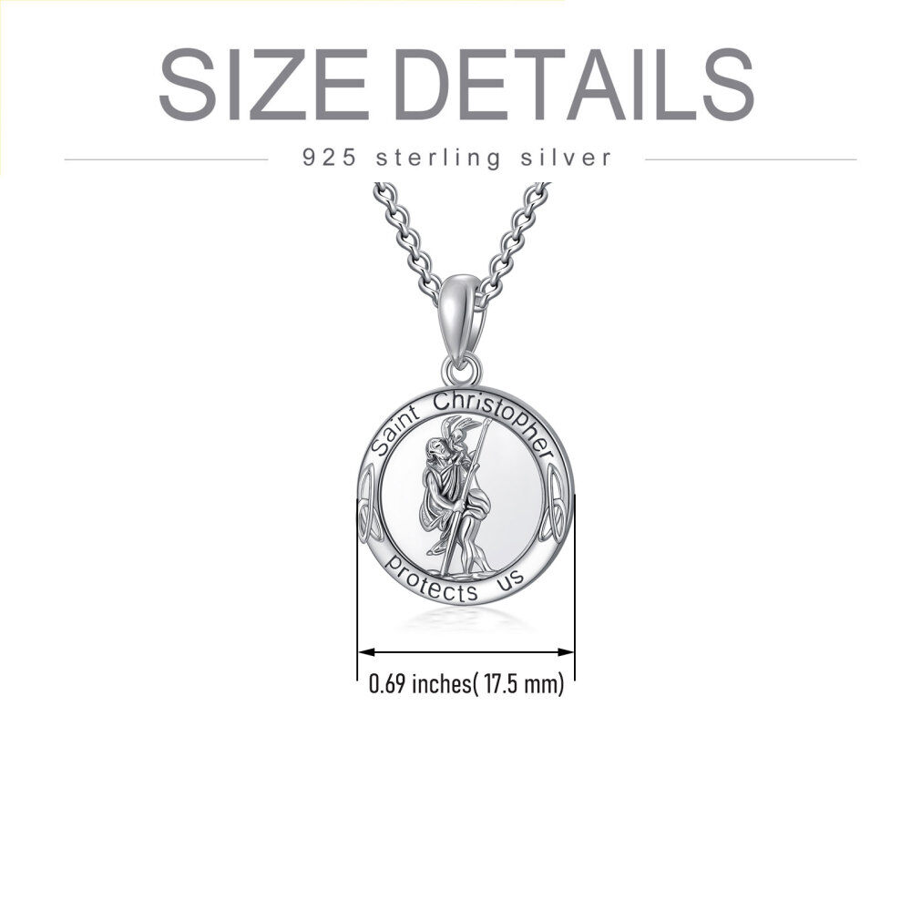 Sterling Silver Saint Christopher & Celtic Knot Urn Necklace For Ashes With Engraved Word For Men-5