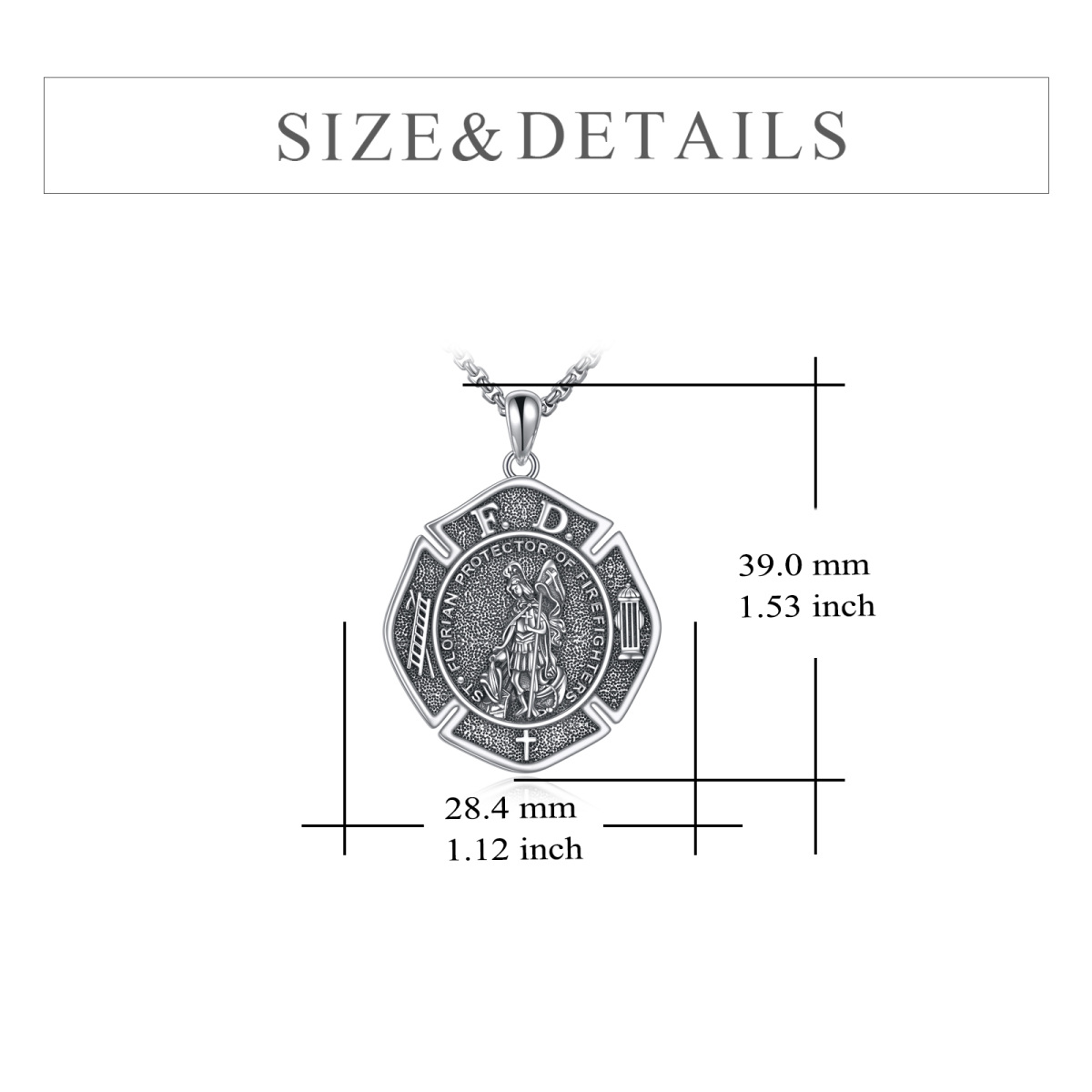 Sterling Silver Saint Florian Pendant Necklace for Men-6