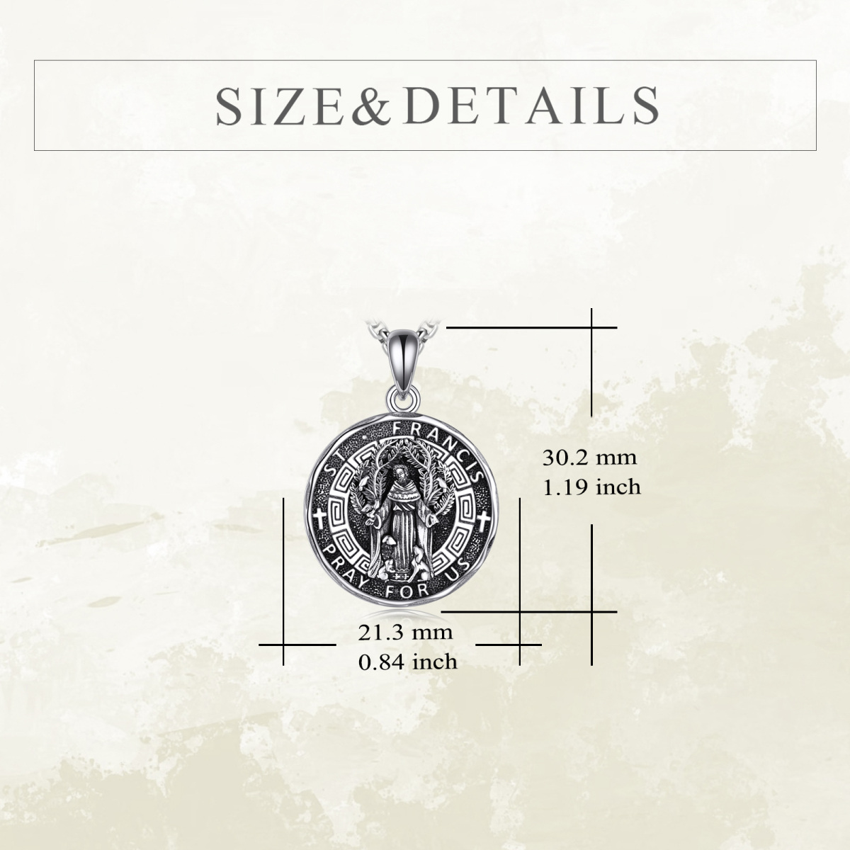 Sterling Silver Saint Francis Pendant Necklace for Men-5