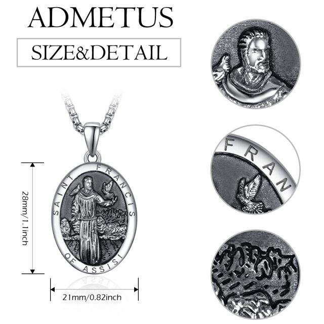 Collier en argent sterling avec pendentif Saint François pour hommes-5