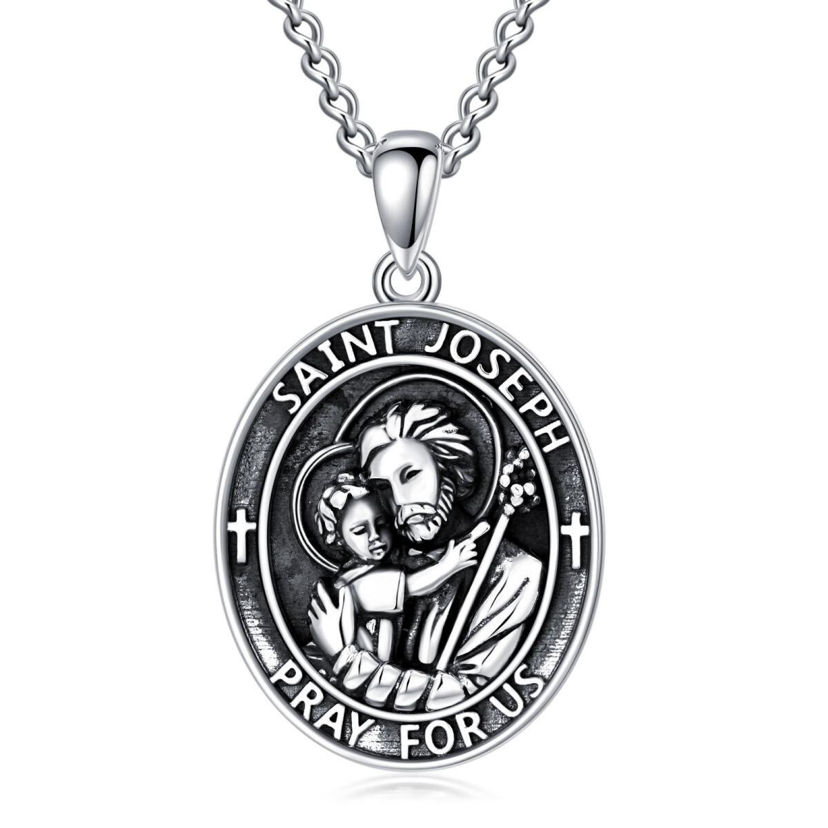 Collana con ciondolo San Giuseppe in argento sterling-1