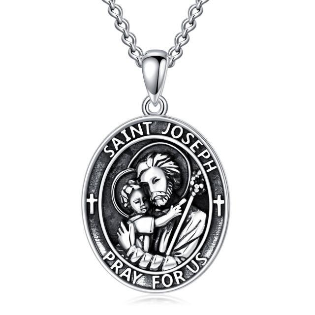 Collier pendentif Saint Joseph en argent-1