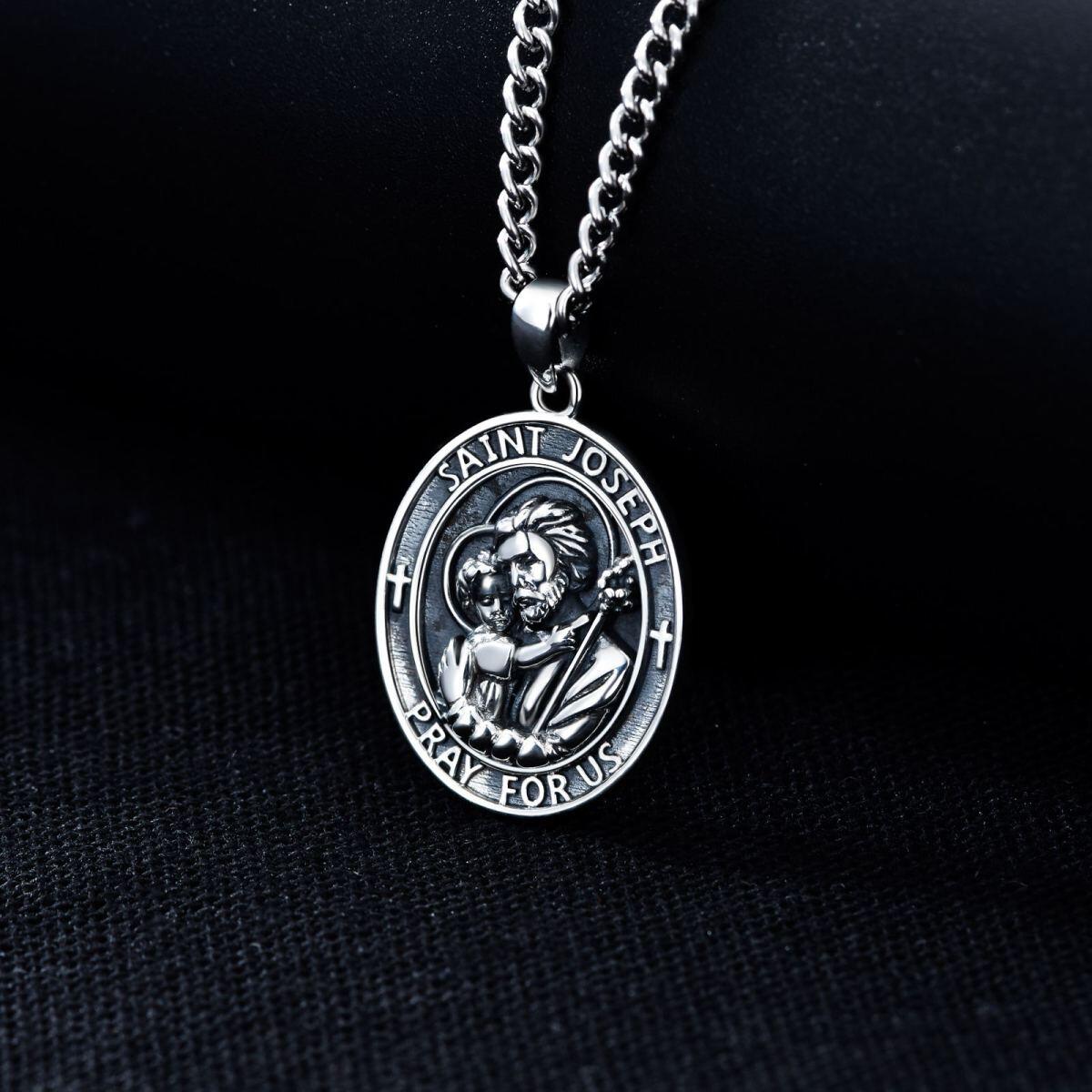 Collier pendentif Saint Joseph en argent-4