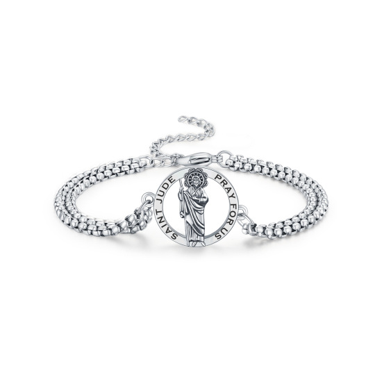 Sterling Silber Saint Jude Anhänger Armband mit eingraviertem Wort