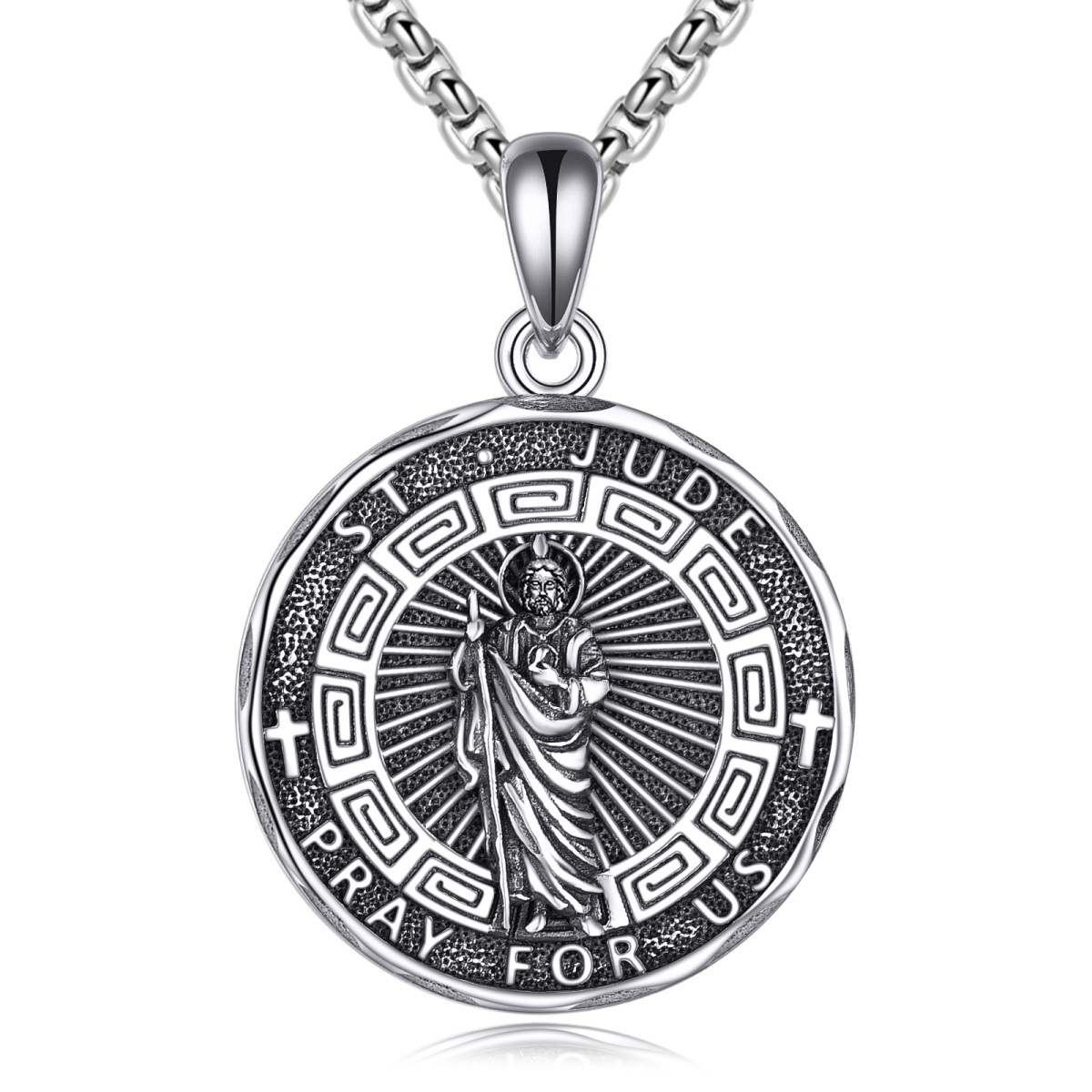 Collana con ciondolo in argento sterling San Giuda per uomo-1