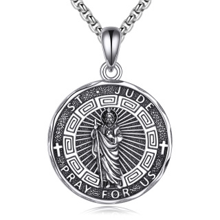 Sterling Silver Saint Jude Pendant Necklace for Men-1