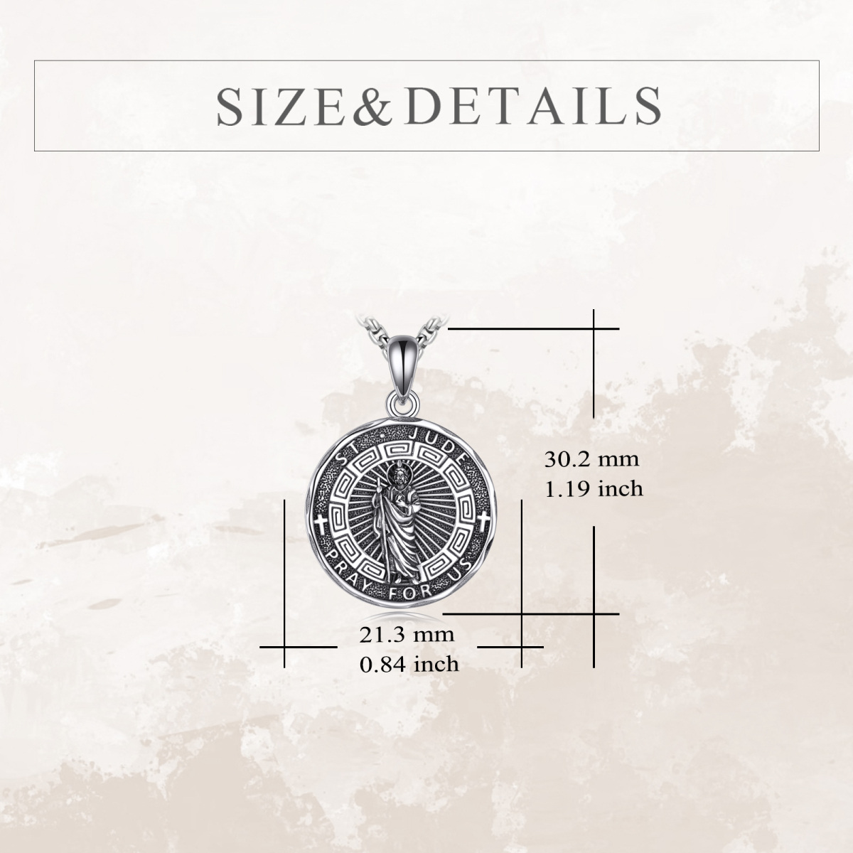 Sterling Silver Saint Jude Pendant Necklace for Men-4