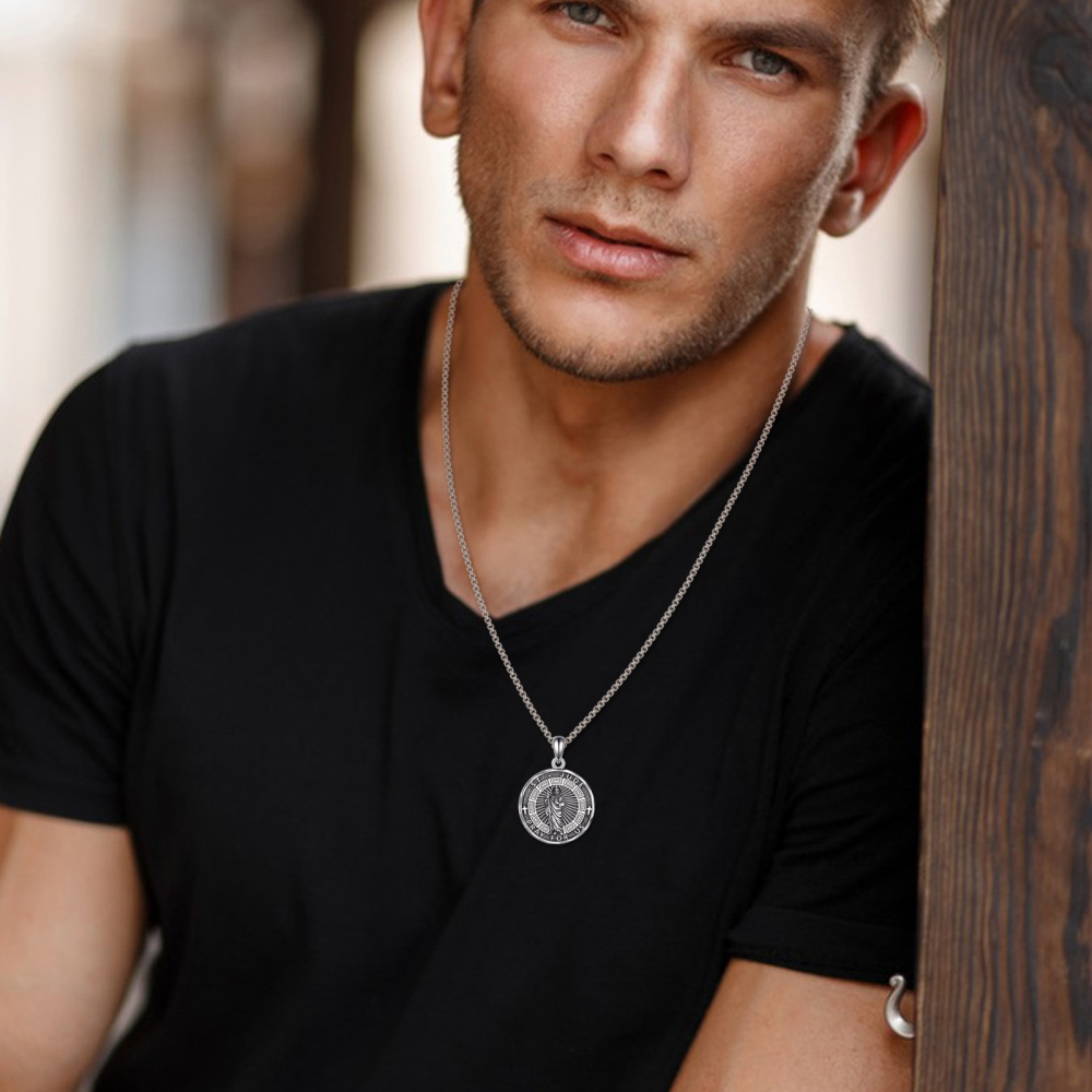 Sterling Silver Saint Jude Pendant Necklace for Men-2