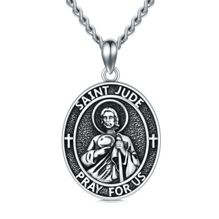 Sterling Silver Saint Jude Pendant Necklace for Men-4