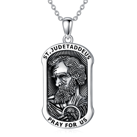 Sterling Silver Saint Jude Pendant Necklace for Men