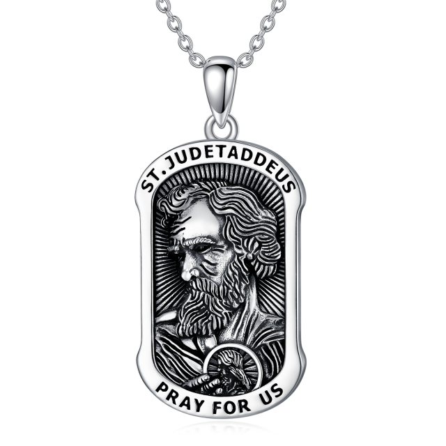 Sterling Silver Saint Jude Pendant Necklace for Men-5