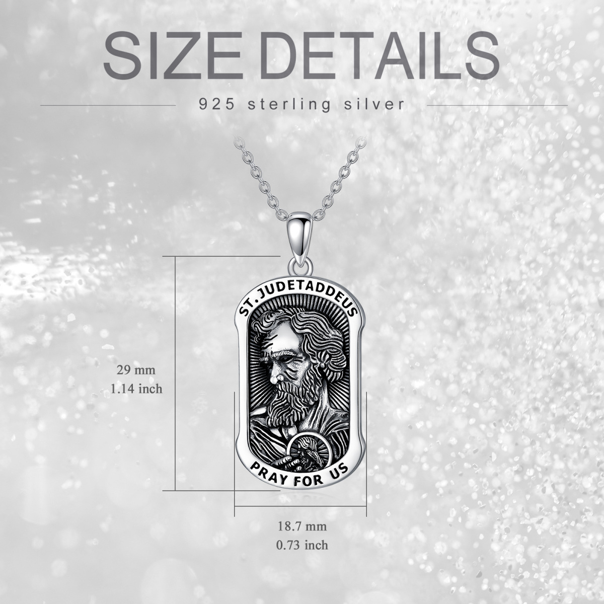 Sterling zilveren Saint Jude hanger ketting voor mannen-5