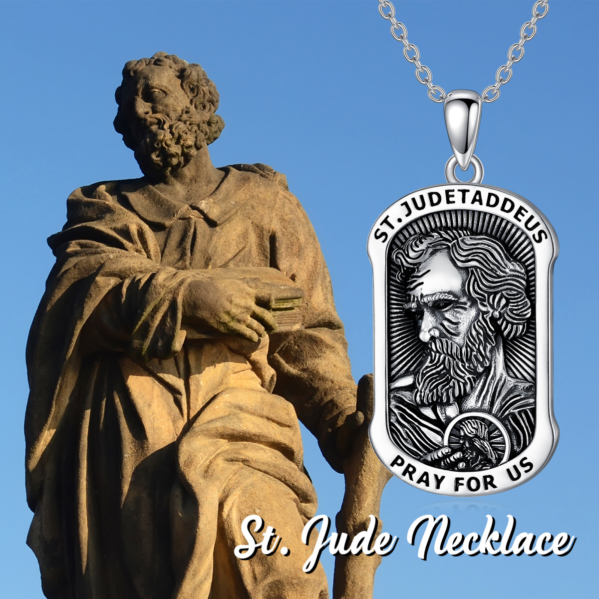 Collier pendentif Saint Jude en argent sterling pour homme-6