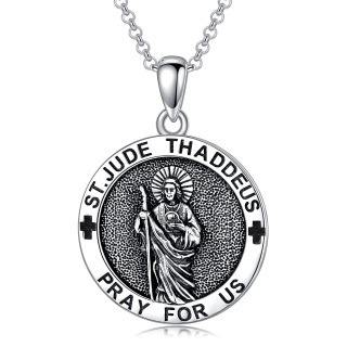 Sterling Silver Saint Jude Pendant Necklace with Engraved Word-4