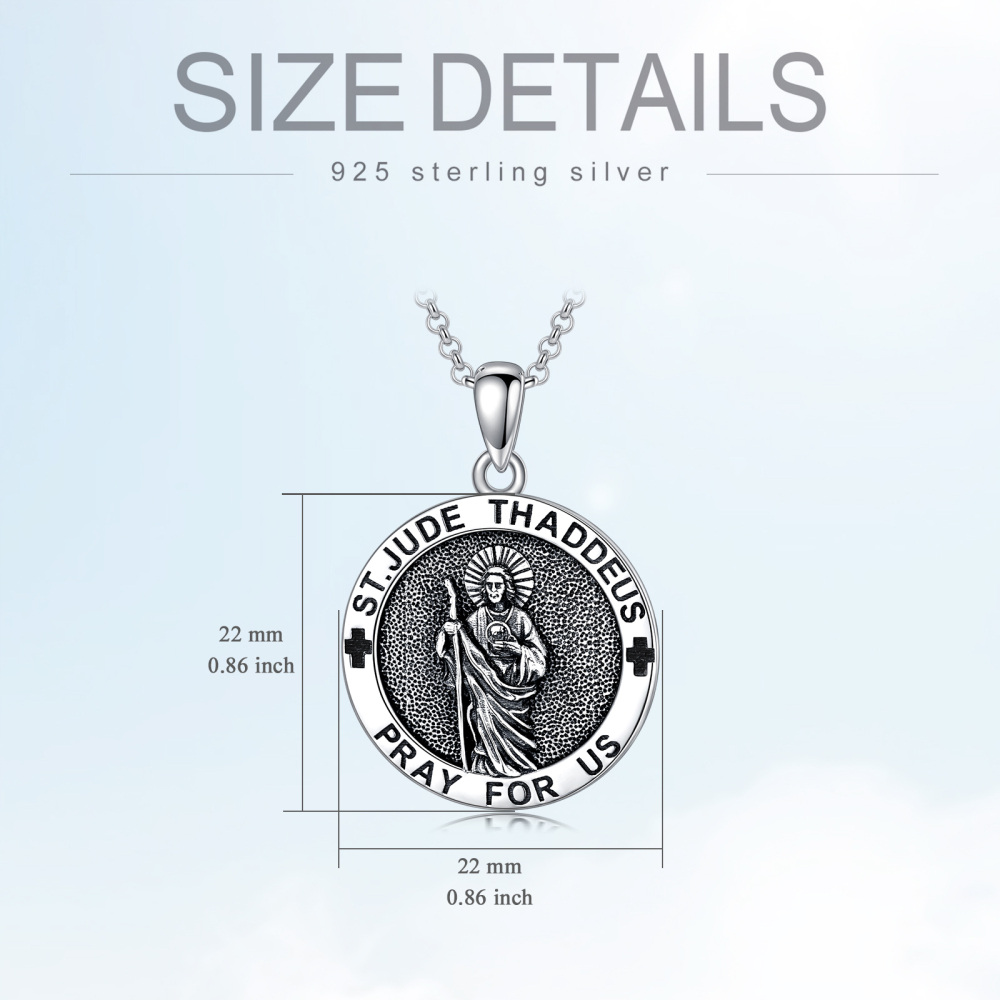 Sterling Silver Saint Jude Pendant Necklace with Engraved Word-4