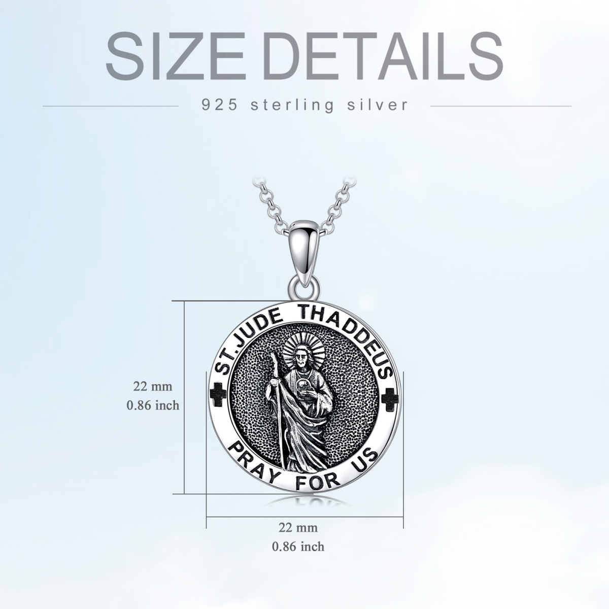 Collier pendentif Saint Jude en argent sterling avec mot gravé-4