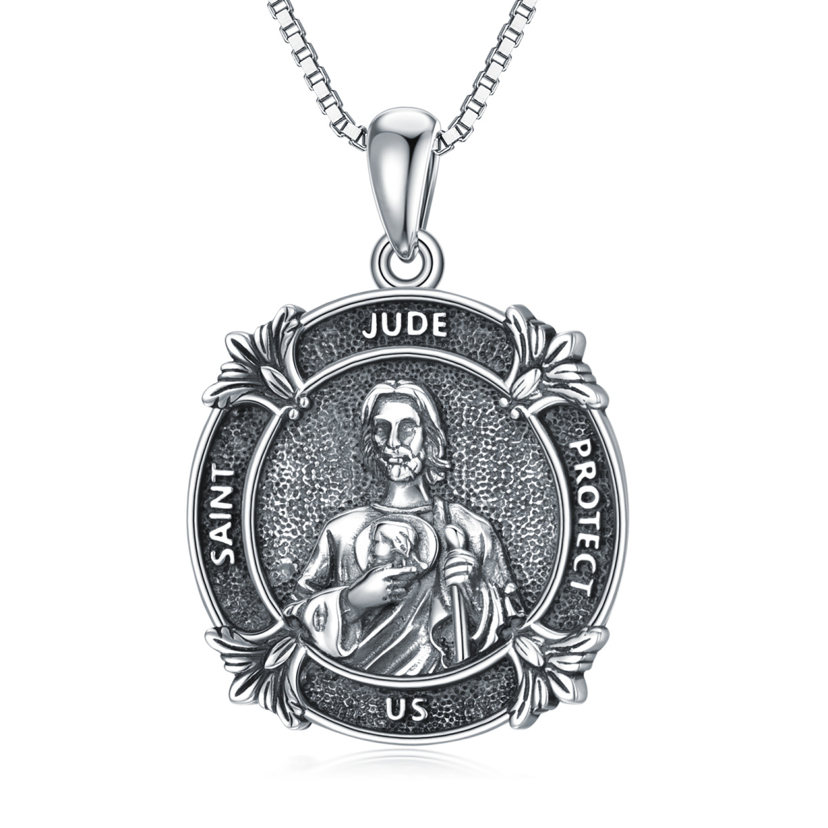 Sterling Silver Saint Jude Pendant Necklace-1