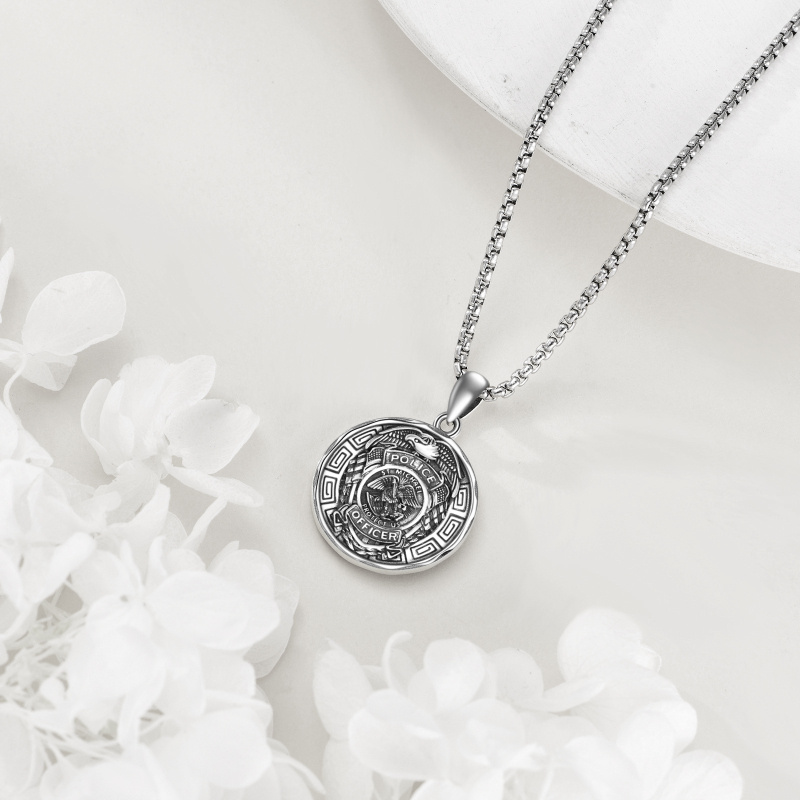 Sterling Silver Saint Michael Coin Necklace with Engraved Word for Men-4