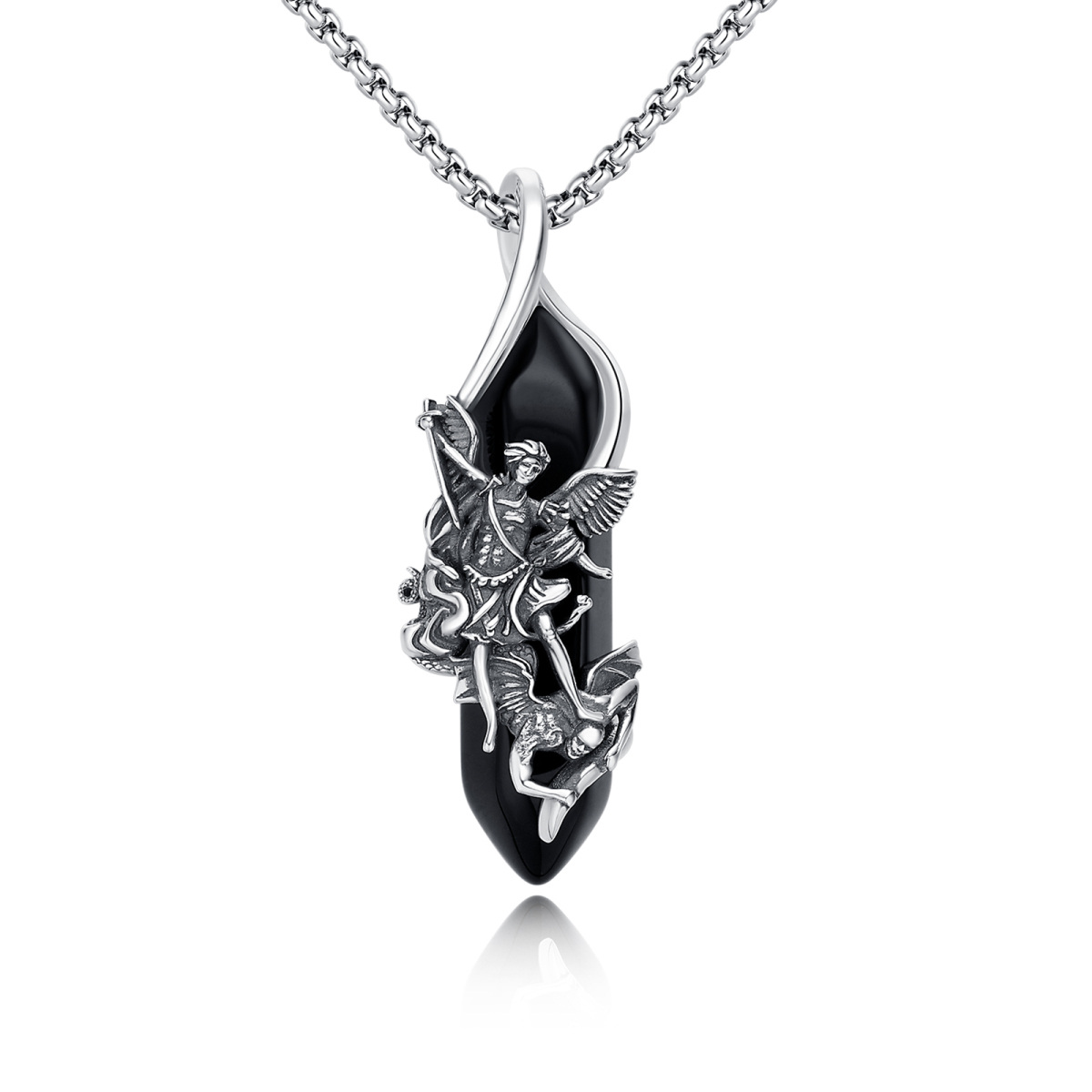 Collier en argent sterling avec pendentif en cristal Saint Michel-1