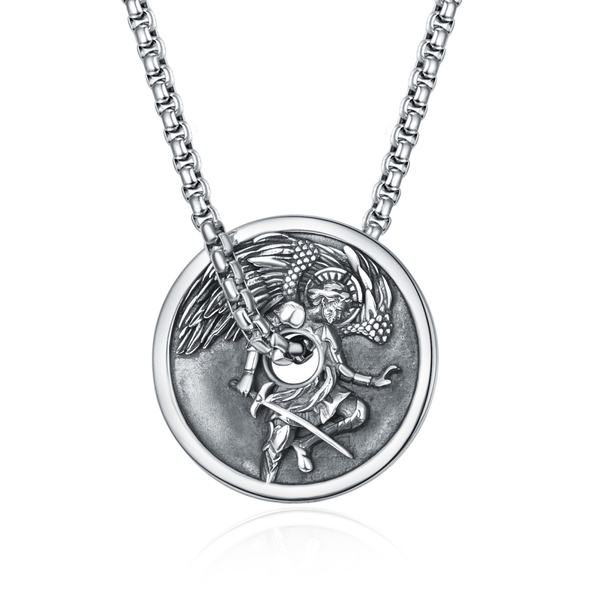 Sterling Silber Saint Michael Vater & Sohn Anhänger Halskette für Männer-3