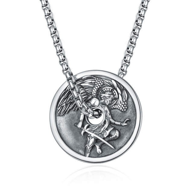 Sterling Silver Saint Michael Father & Son Pendant Necklace for Men-3