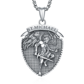 Sterling Silver Saint Michael Pendant Necklace for Men-40