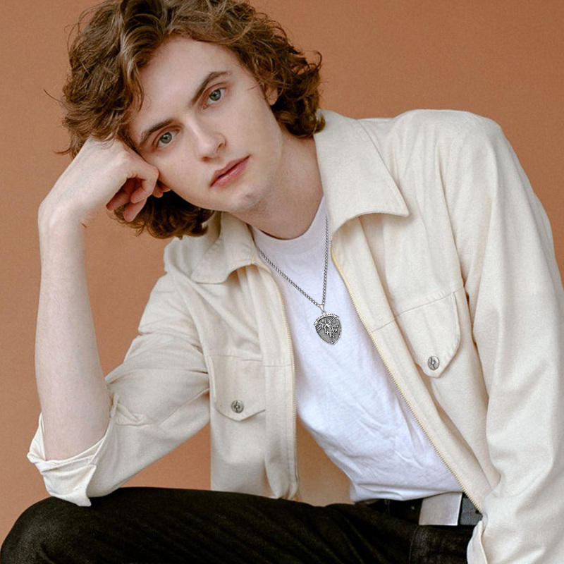 Sterling Silver Saint Michael Pendant Necklace for Men-2