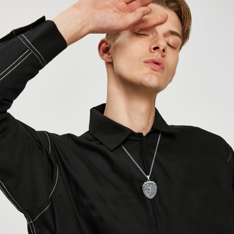 Sterling Silver Saint Michael Pendant Necklace for Men-3