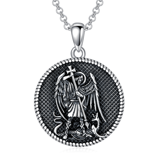 Sterling Silver Saint Michael Pendant Necklace for Men