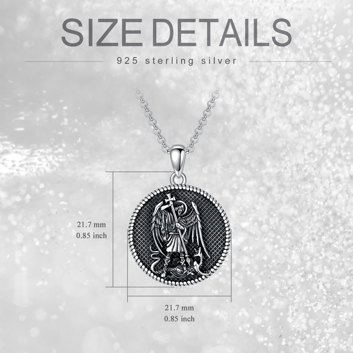 Sterling Silver Saint Michael Pendant Necklace for Men-5