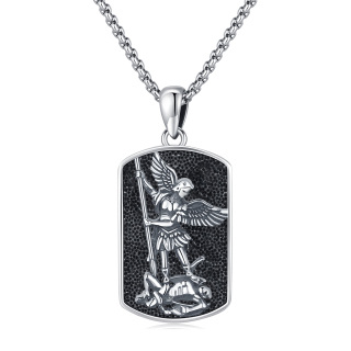 Sterling Silver Saint Michael Pendant Necklace-52