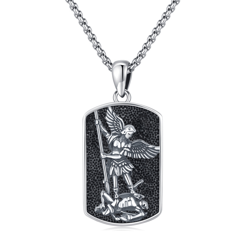 Sterling Silver Saint Michael Pendant Necklace-50