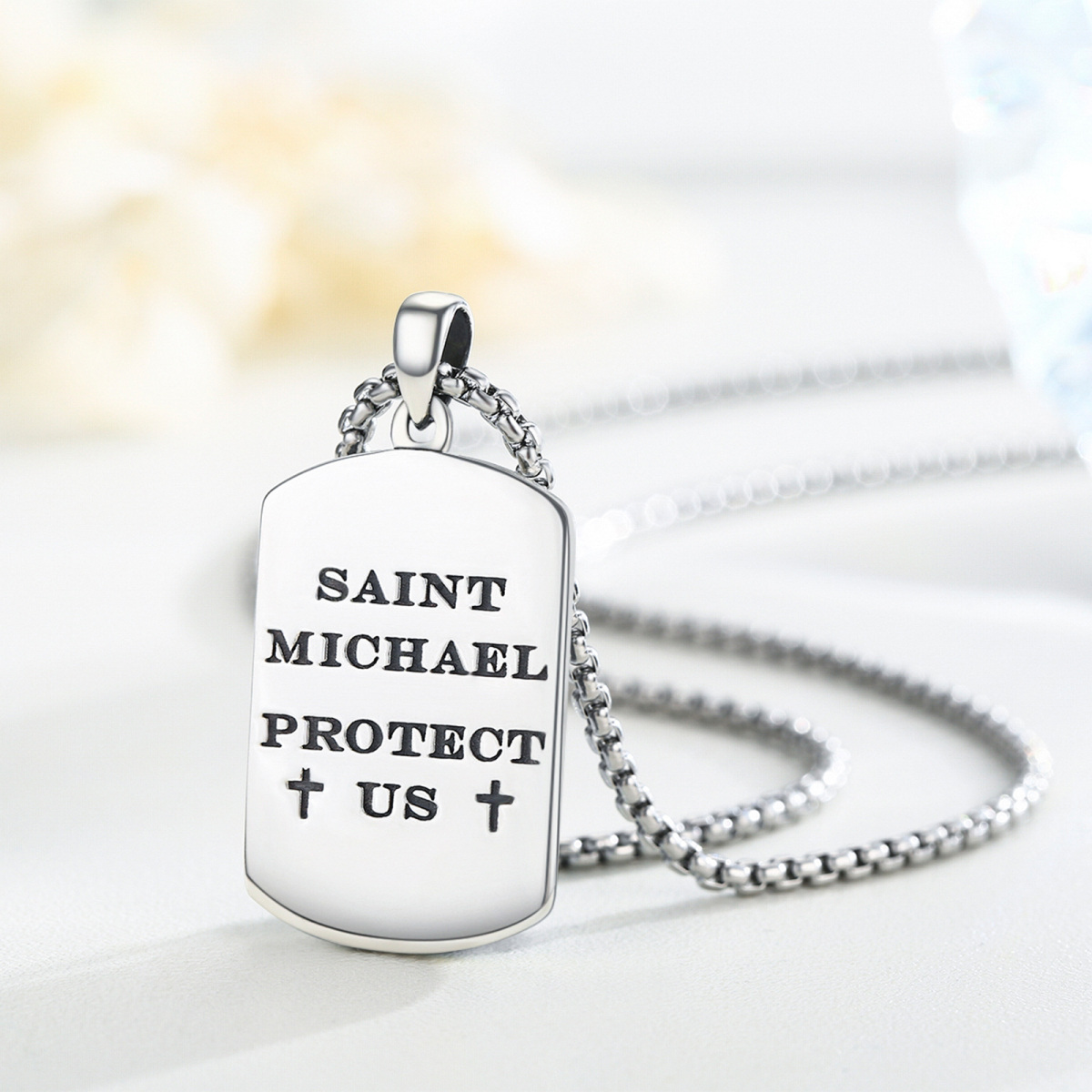 Collier pendentif Saint Michel en argent sterling-4