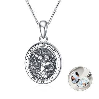 Sterling Silver Saint Michael Personalized Photo Locket Necklace-59