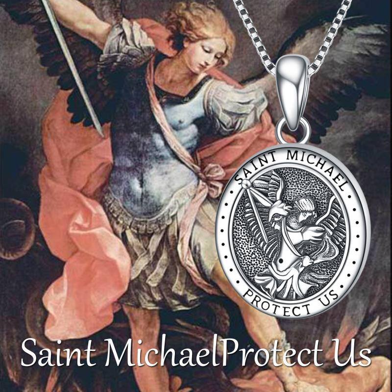 Collier en argent sterling avec pendentif photo personnalisé Saint Michael-3