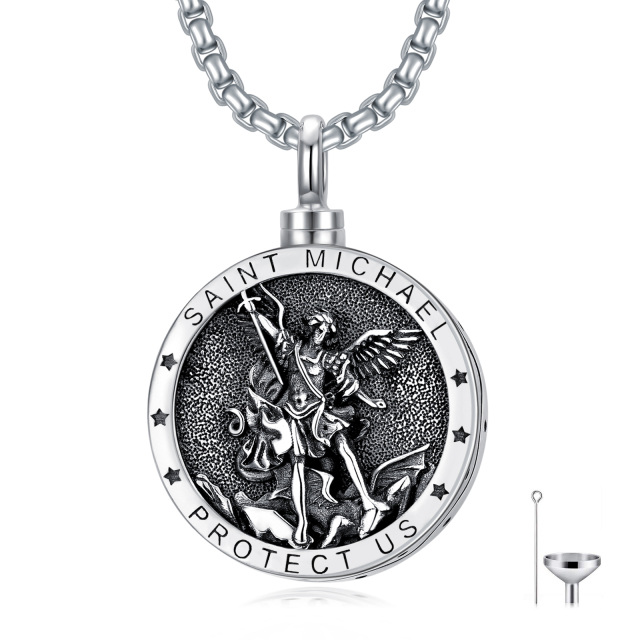 Sterling Silver Saint Michael Urn Necklace For Ashes-1